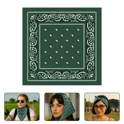 Bandana Stampa Paisley 100% Cotone Sciarpa Fascia Collo Avvolgente - Foto 130 di 284