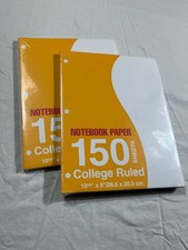 2 Packs Notebook Paper 150 Sheets College Ruled 10.5 x 8 Inch Loose Leaf New