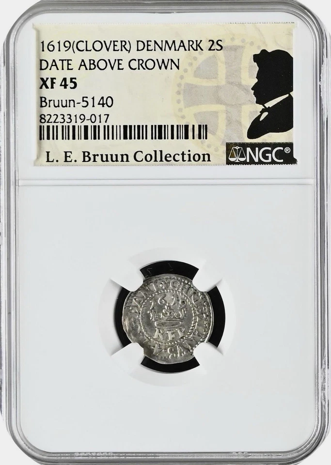 Denmark 1619 2 Skilling, Copenhagen Mint, Christian IV NGC XF45 KM68 Rare TopPop - Image 3 of 4