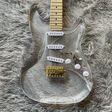 Acrylic Body Electric Guitar SSS Pickup Gold Hardware Maple Neck Solid Body