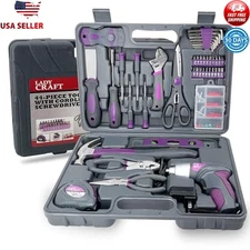 44 PCS Cordless Screwdriver Tool Kit Home Repair Gift Set DIY Hand Tools Purple