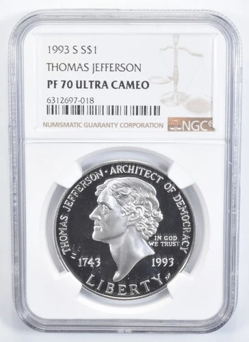 PF70 1993-S UC Thomas Jefferson Commemorative Silver Dollar NGC *7681