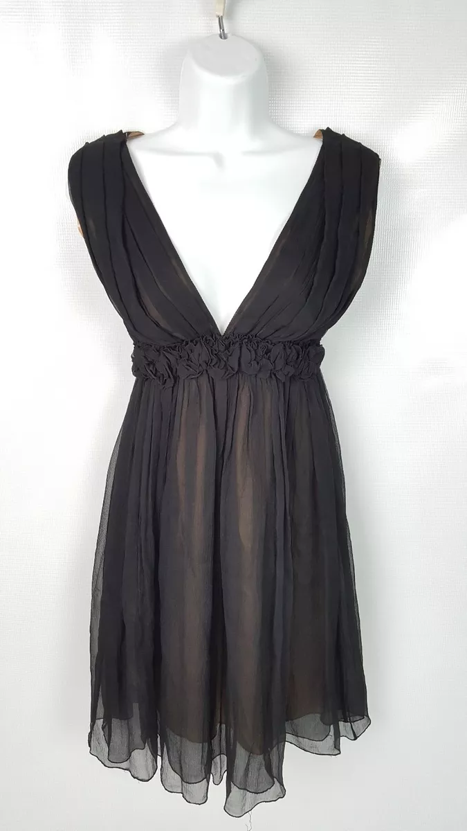 Leon Max Limited Edition Dress Women Size XS 100 Silk A Line Princess V neck