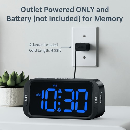 Digital Dual Alarm Clock for Bedroom Easy to Set 0-100% Dimmer USB Charger 5 - Picture 7 of 9