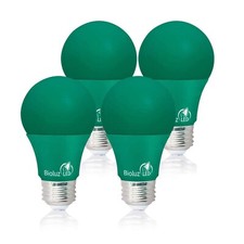 Bioluz Led Green Light Bulbs 60w Replacement Non-dimmable A19 Led Bulb 4-pack