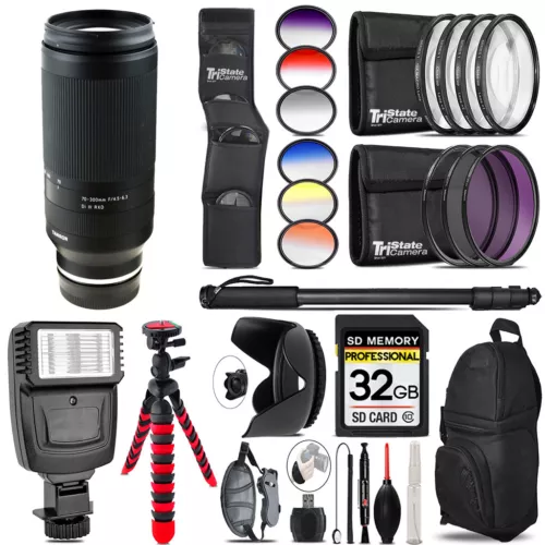 Tamron 70-300mm f/4.5-6.3 Di III RXD Lens (Z) +Flash+Color Filter Set -32GB Kit