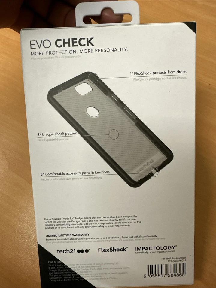 Tech21 Evo Check Series Protective Gel Case for Google Pixel 2 - Smokey/Black - Image 2 of 3