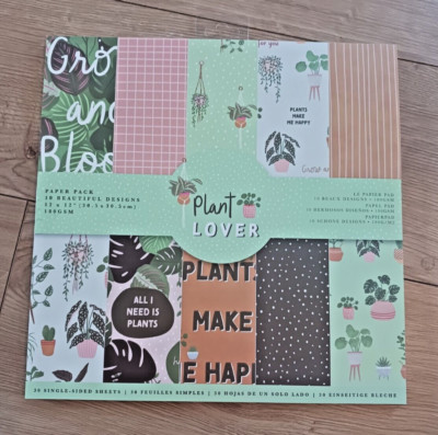 Pflanzenliebhaber Scrapbooking Papier Block 12 x 12 - 30 Blatt 180 g/m² Karton