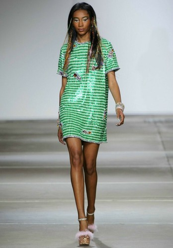 ASHISH Green White Sequin Crystal Embellished Gingham Check Dress S M - Picture 6 of 6