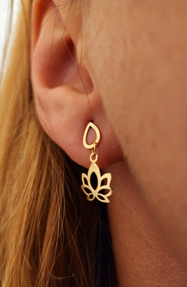 14k Solid Gold earrings fine jewelry - Image 2 of 4