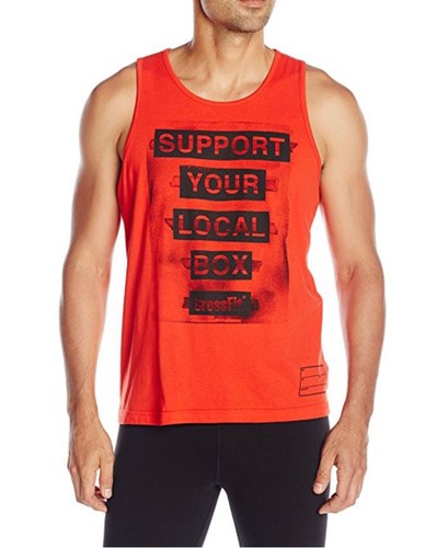 NEW MENS REEBOK CROSSFIT SLIM SPEEDWICK GREY RED TANK TOP MUSCLE TEE 2XL - Picture 4 of 5