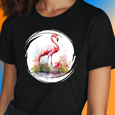 Frauen T-Shirt Flamingo Motiv Baumwolle Größe S bis 3XL