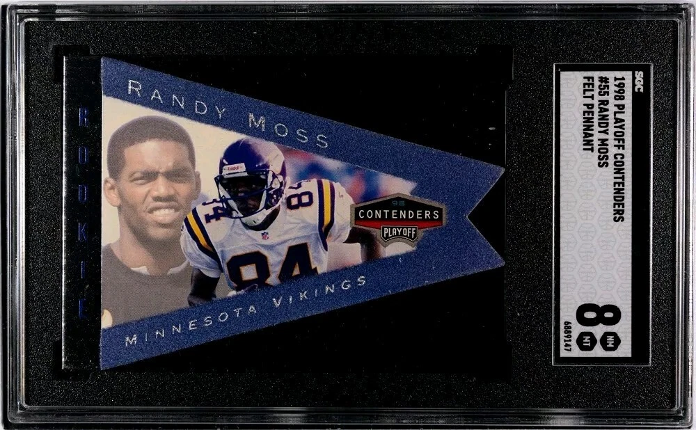 Randy Moss Playoff Contenders Pennants #55 Registered Exchange Blue Felt
