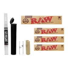 Raw Papers 4 Pack-Classic King Size Slim- Bundle with GlueGar OG 3ml, 2 Tips
