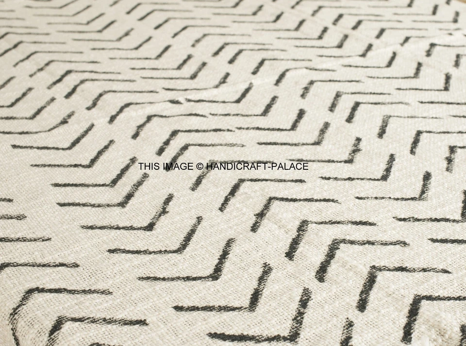 100% Cotton Tassels Blanket Woven Throw Bed Sofa Hand Block Print Rug Home Decor - Image 2 of 3