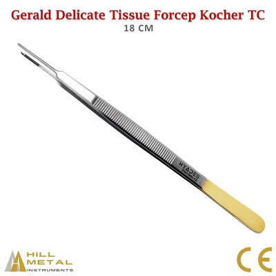 Plastic Surgery Forceps Gerald Delicate Tissue Forceps Kocher 18CM TC Lab Tools