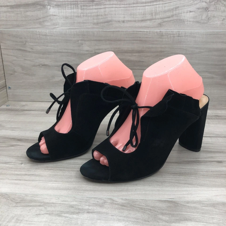 Antonio Melani Sandals Womens 9M Black Suede Tie Heeled Shoes - Image 2 of 4