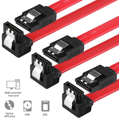 3 x 18'' SATA 3.0 Data Cable SATA3 III 6Gbps Right Angle 90 Degree for Hard Drive