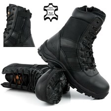 MENS SAFETY BOOTS ARMY MILITARY POLICE STEEL TOE CAP COMBAT WORK ZIP SHOES SIZE