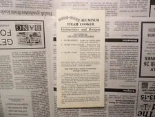 Dura-Ware Aluminum Steam Cooker Instructions and Recipes - New York