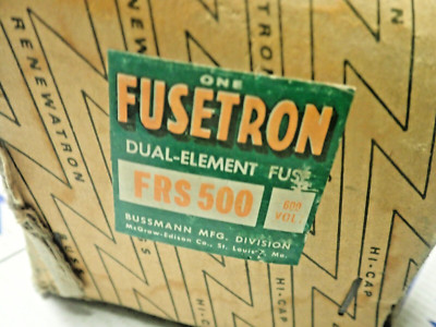 New Fusetron FRS500 600V 500 Amp K5 Time Delay Fuse