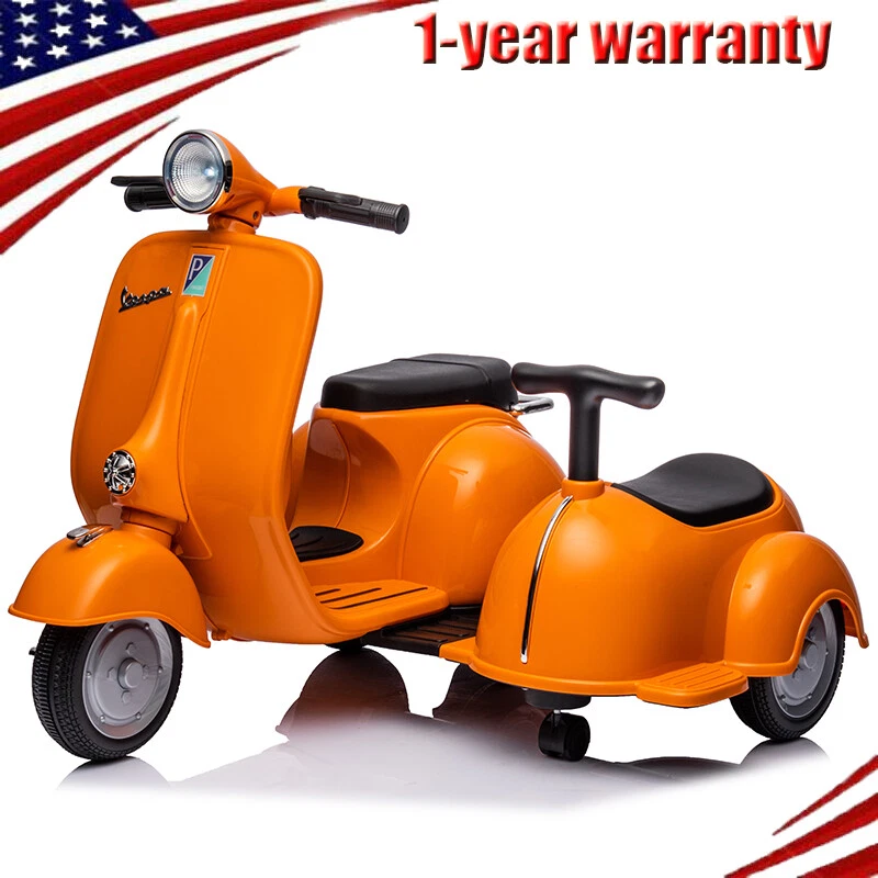 6V LICENSED Vespa Scooter Motorcycle with Side Car for kids Ride