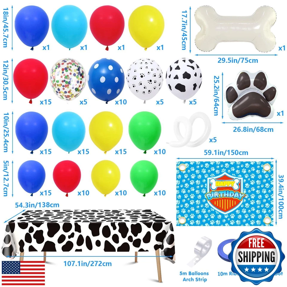 Winrayk 156Pcs Dog Paw Birthday Party Decorations Supplies for Boys Kids Teen - Image 2 of 4