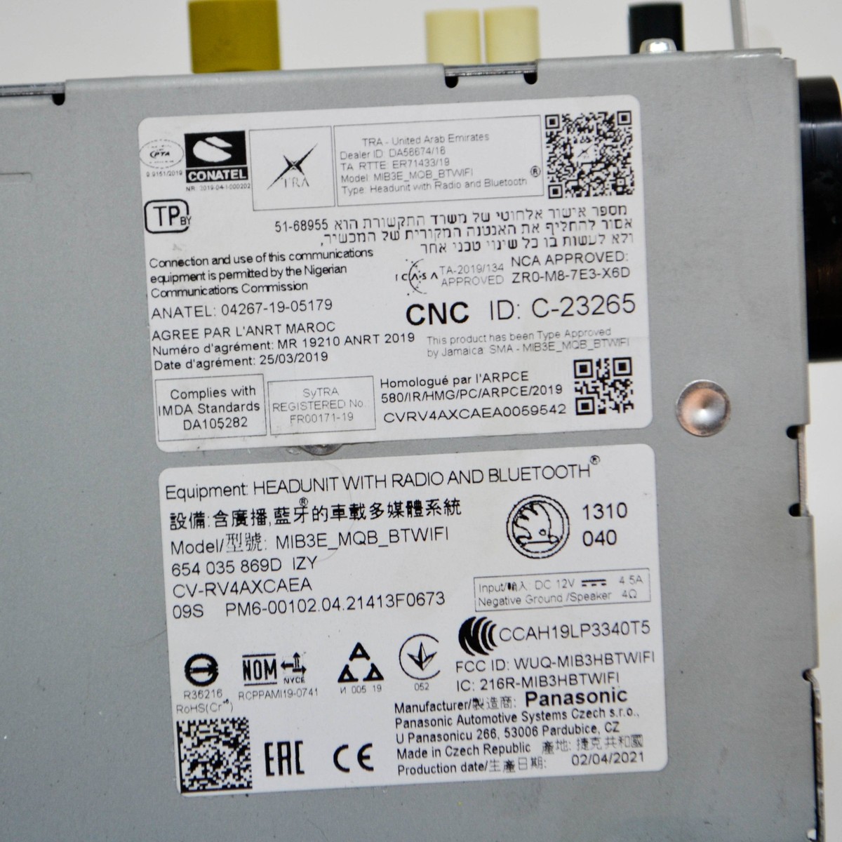 SKODA KAMIQ NW4 Radio Cd musicale Unità principale 654035869D CV