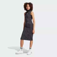 NWT adidas Originals Womens Allover Zebra Animal Print Dress Black IJ7088, Small