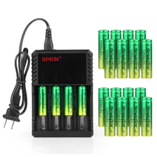 20pcs SkyWolfEye 14500 Battery 1200mAh 3.7V Rechargeable Cell + 4 Slot Charger