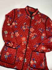 Women s Anne Carson Quilted Silk Japanese Style Jacket Size L EUC