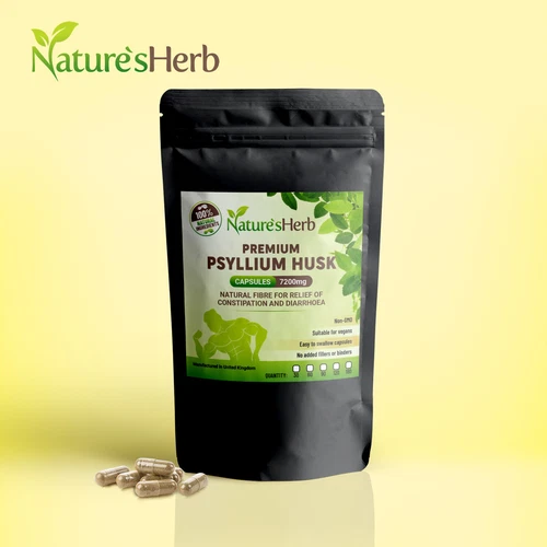 Psyllium Husk Capsules 7200mg Weight Loss Detox Fibre Colon Cleanse Vegan UK