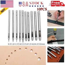 10 PCS Heavy Duty Leather Hollow Hole Punch Set DIY Craft Hand Tools 0.5-5mm NEW