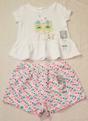 9 Months Carter's Outfit Cat Rainbow Shorts Shirt Top NWT RTL $32.00