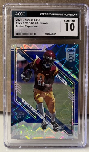 2021 Donruss Elite Status Explosion AMON-RA ST. BROWN RC #/275 Gem Mint 10 CGC - Bild 1 von 3