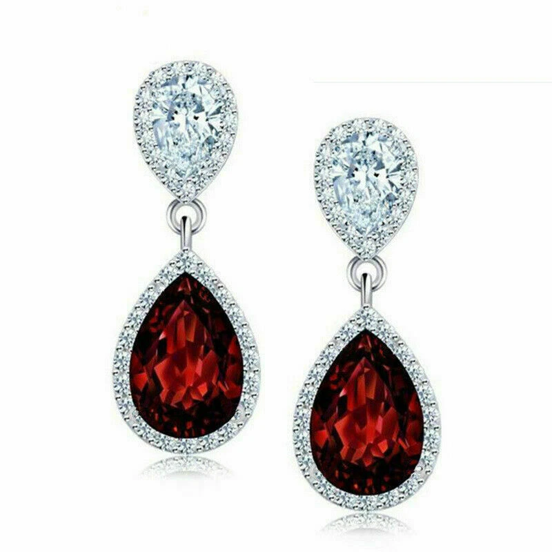 Boucles d'oreilles clous métal argenté pierre cristal & strass - Photo 1/1