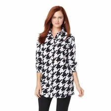 NWT~Antthony Design Originals ~XS~ "Dinah" Houndstooth Blouse~ Black/White USA