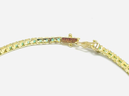 Bracciale tennis Astralia smeraldi 3.35 ct e diamanti 0.25 ct in oro giallo 18 k - Foto 6 di 12