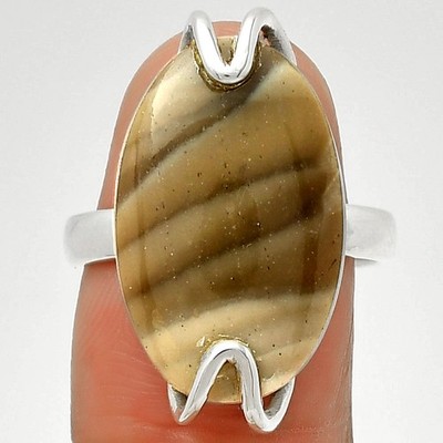Natürlicher Feuerstein 925 Sterling Silber Ring Gr.7,5 Herbst Geschenk SDR190418