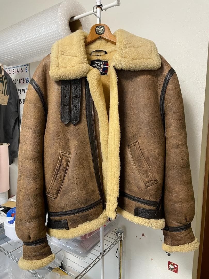 【米国製】schott フライトジャケット　B-3 ブラウン　ムートン　42 Schott Type B-3 Flight Jacket USA Sheepskin Size 42 Brown Mouton