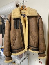 Schott Type B-3 Flight Jacket USA Sheepskin Size 42 Brown Mouton Leather Used