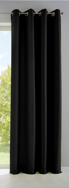 Vorhang Blickdicht Matt LichtdurchläSsig Gardine ÖSen Hxb 225X140 Cm Schwarz-image