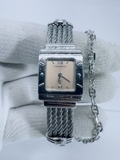 Philippe Charriol St. Tropez Peach Dial Sterling Silver & Steel Cable Cuff Watch
