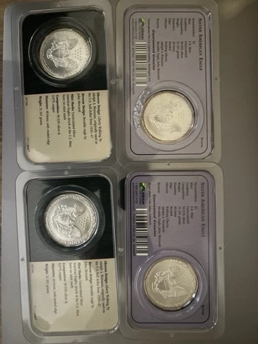 2000,2001,2002,2002 American Eagle Silver Dollar - uncirculated