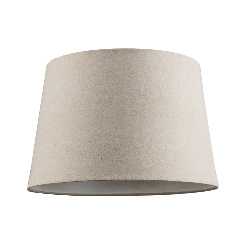 Designer Taupe Beige Naturally Textured Linen Lamp Shade in Drum Shape by Hap...