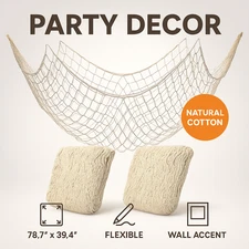 2 Pack Cotton Fish Net Decoration Nautical Wall Decor Under the Sea Pirate Party