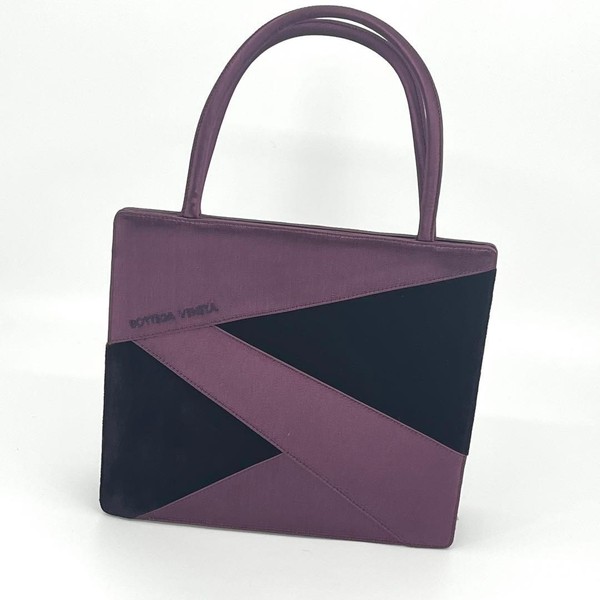 Bottega Veneta Velvet Handbag Purple Black AB Condition Luxury Tote Bag