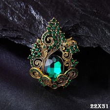 Hochwertige Damen Brosche Grüner Steine leichtes Luxuskleid, Corsage, Zubehör f