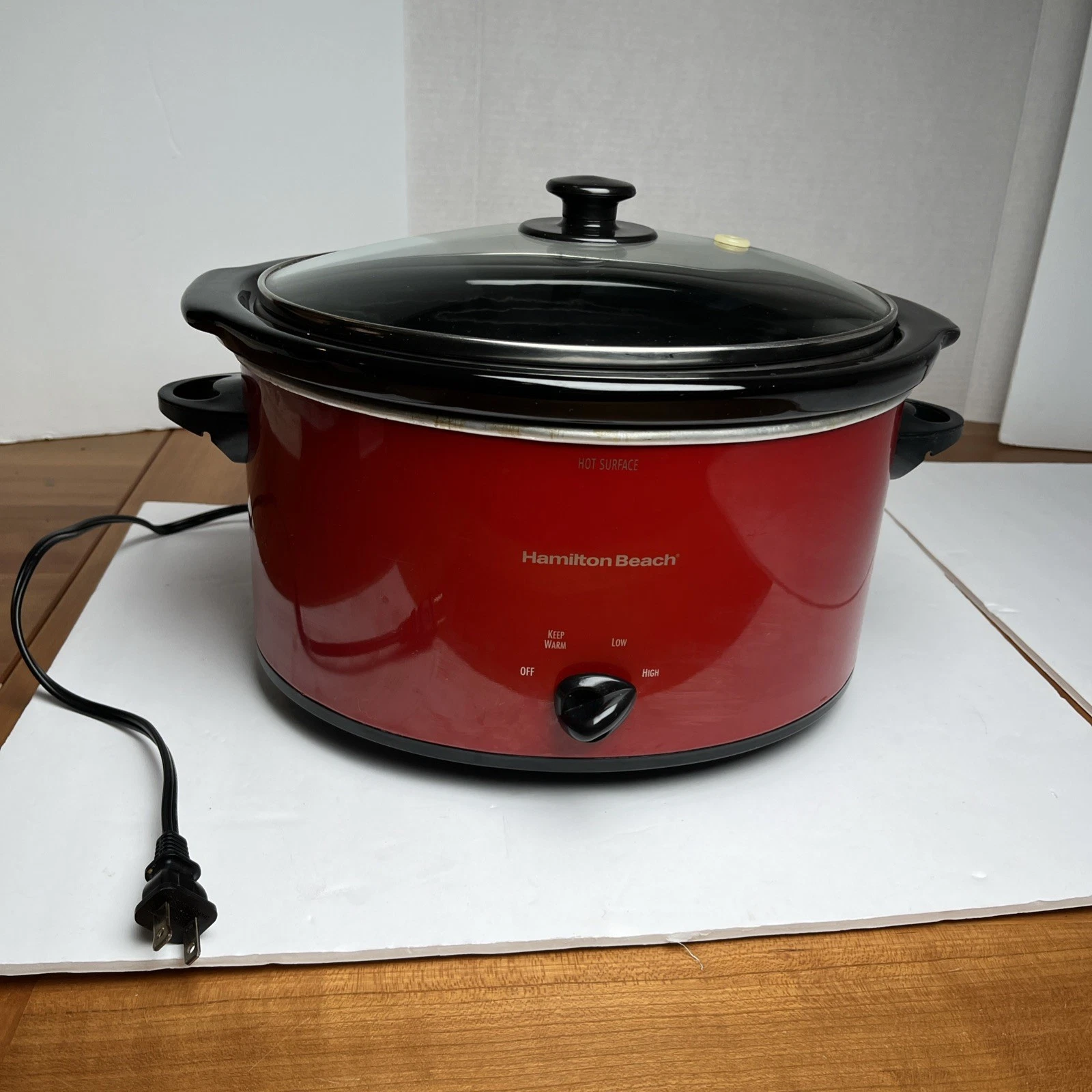 HAMILTON BEACH Slow Cooker 5q Crockpot 33155 F3401DJ w/ Lid Latch TESTED & WORKS