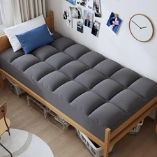 Twin XL Grey Mattress Topper for College Dorm, Extra Long Twin Mattress Pad C...